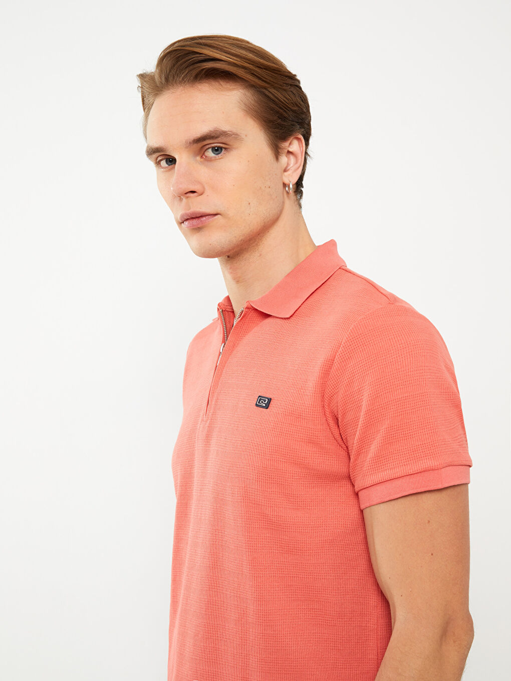 Mercan Polo Yaka Kısa Kollu Erkek Tişört-1