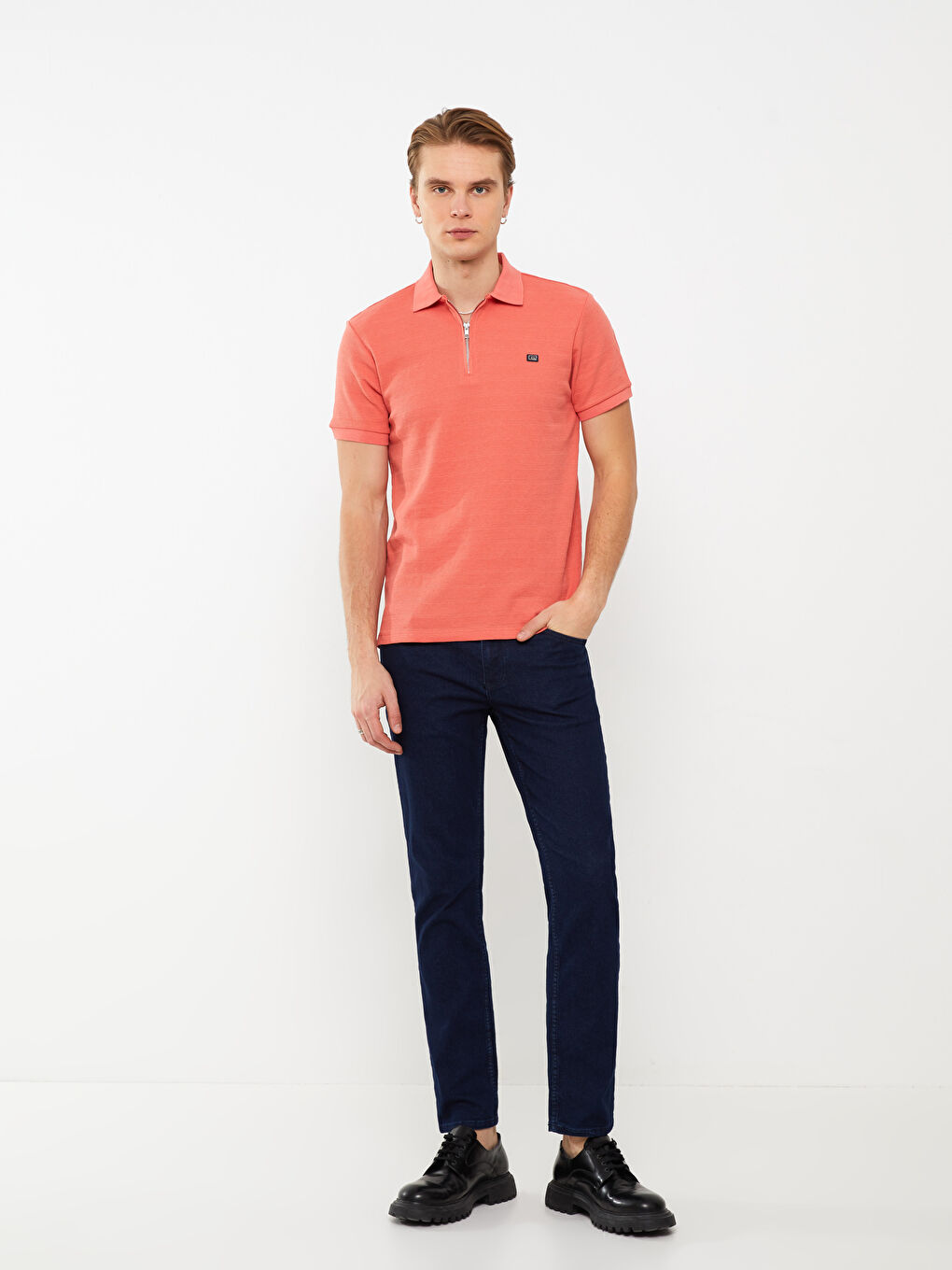 Mercan Polo Yaka Kısa Kollu Erkek Tişört-2