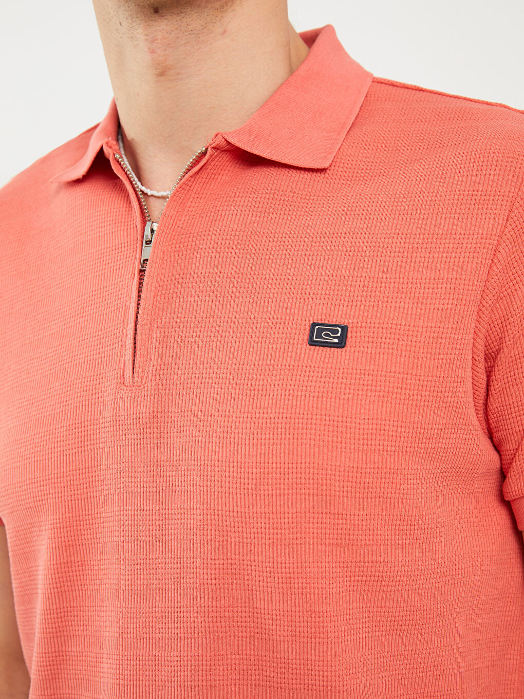 Mercan Polo Yaka Kısa Kollu Erkek Tişört-3