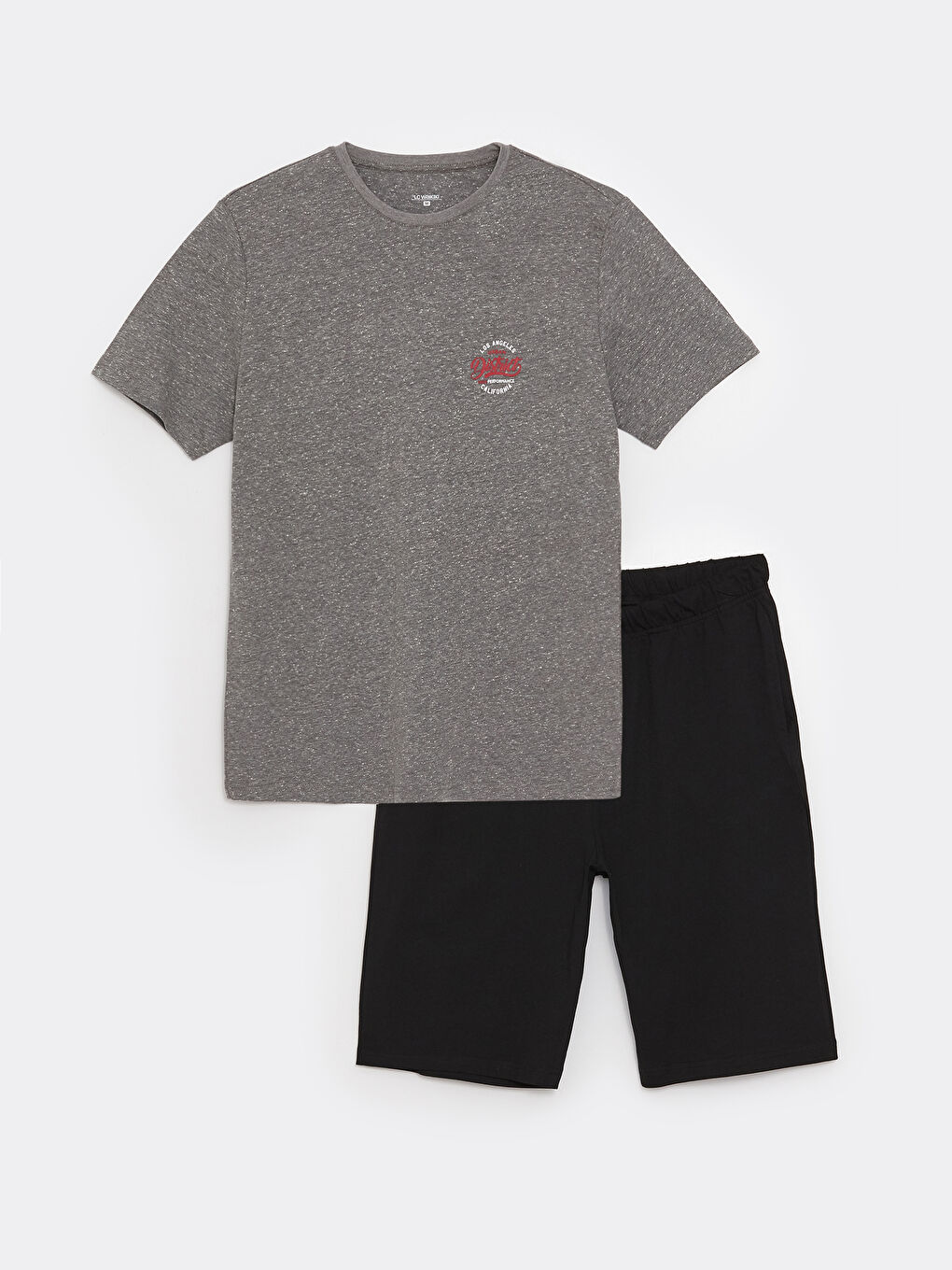 Gri Standart Kalıp Erkek Şortlu Pijama Takımı-5