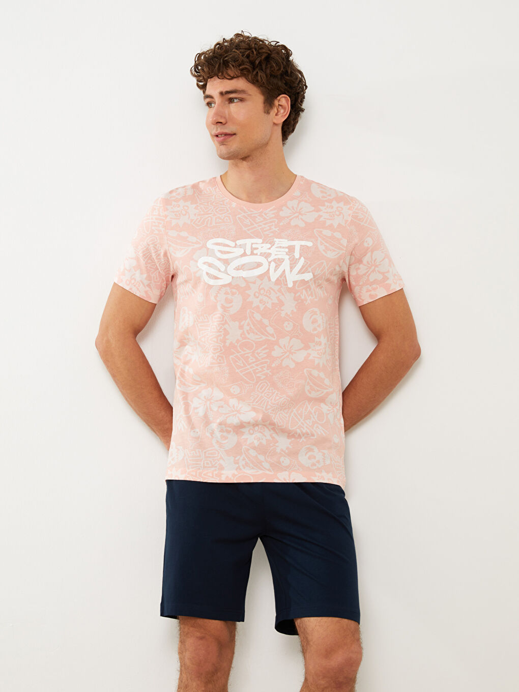 Slim Fit Men's Shorts Pajamas Set -S35805Z8-LTR