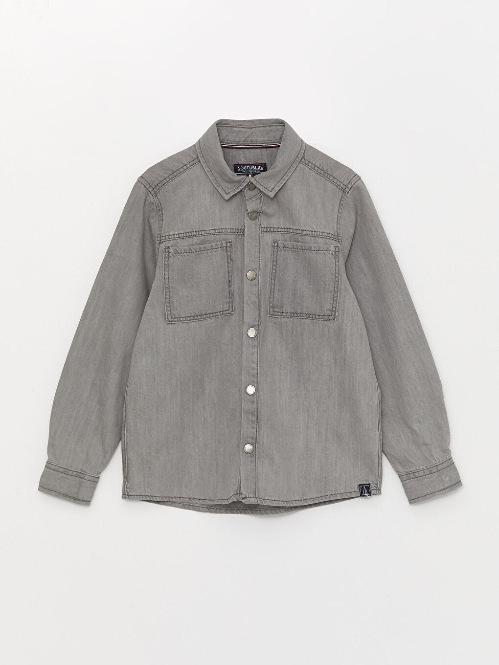 Antrasit Basic Uzun Kollu Erkek Çocuk Jean Gömlek