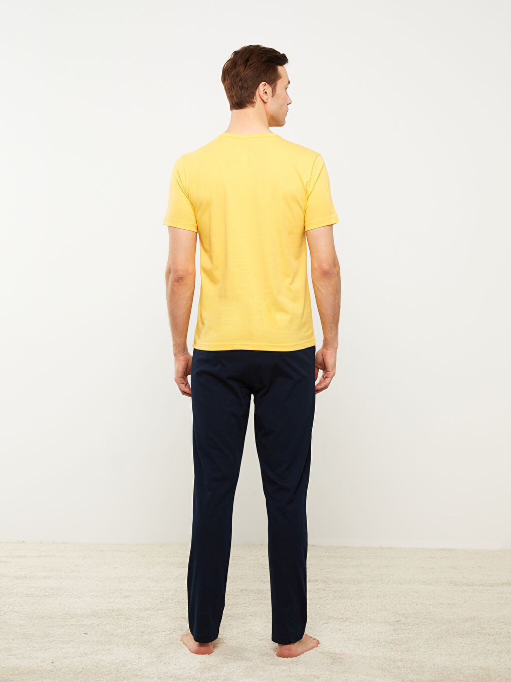 Sarı Standart Kalıp Erkek Pijama Takımı-4