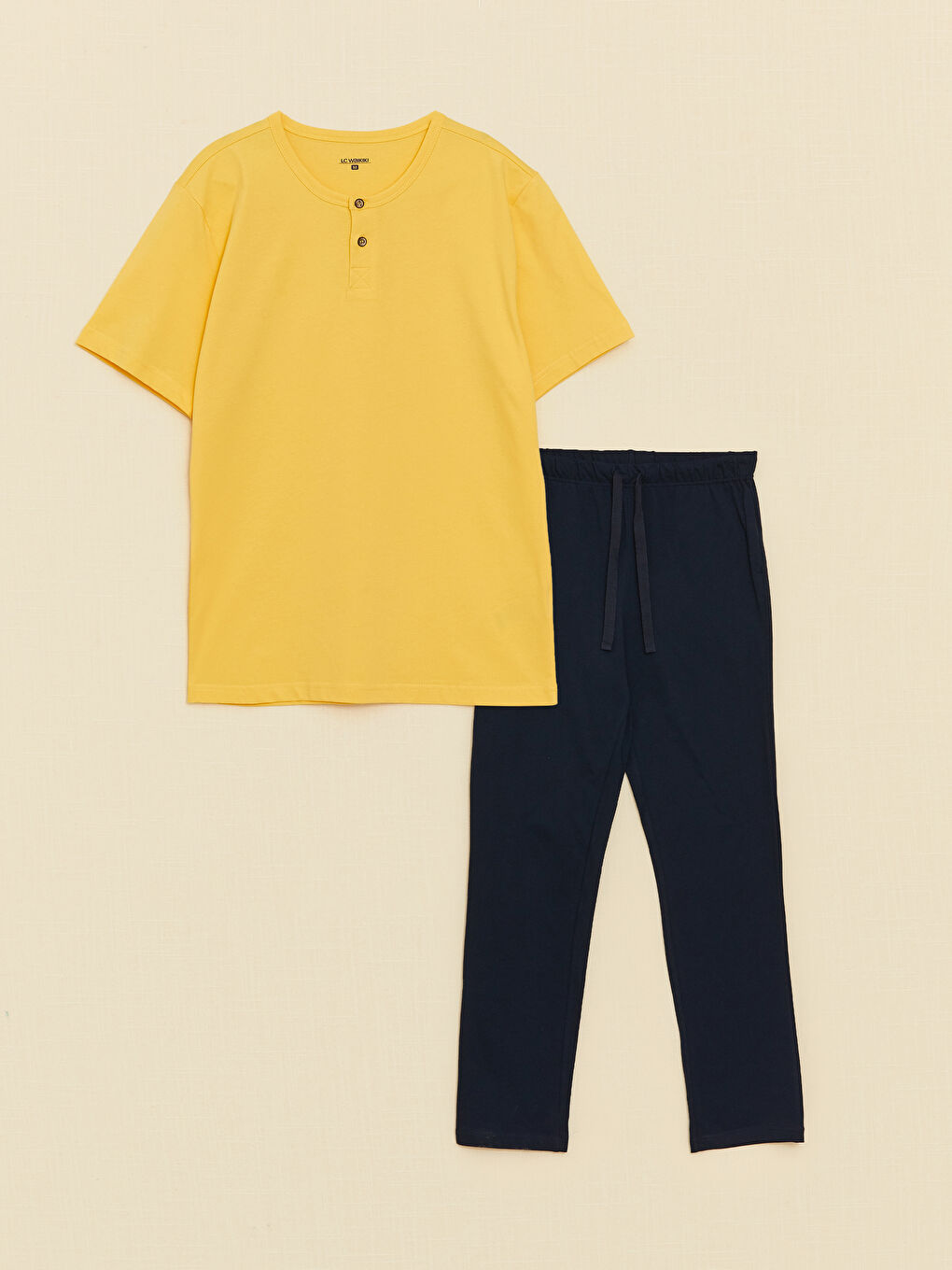 Sarı Standart Kalıp Erkek Pijama Takımı-5