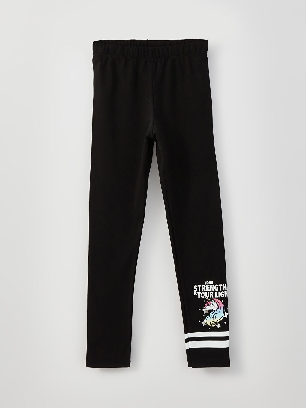 تيشيرت كم قصير مطبوع بياقة دائرية للبنات وبنطلون ضيق-2