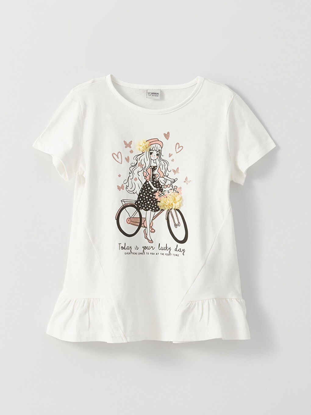 LCW Kids Rundhalsausschnitt Bedrucktes Kurzarm T-Shirt und Leggings für Mädchen -S35824Z4-R9J