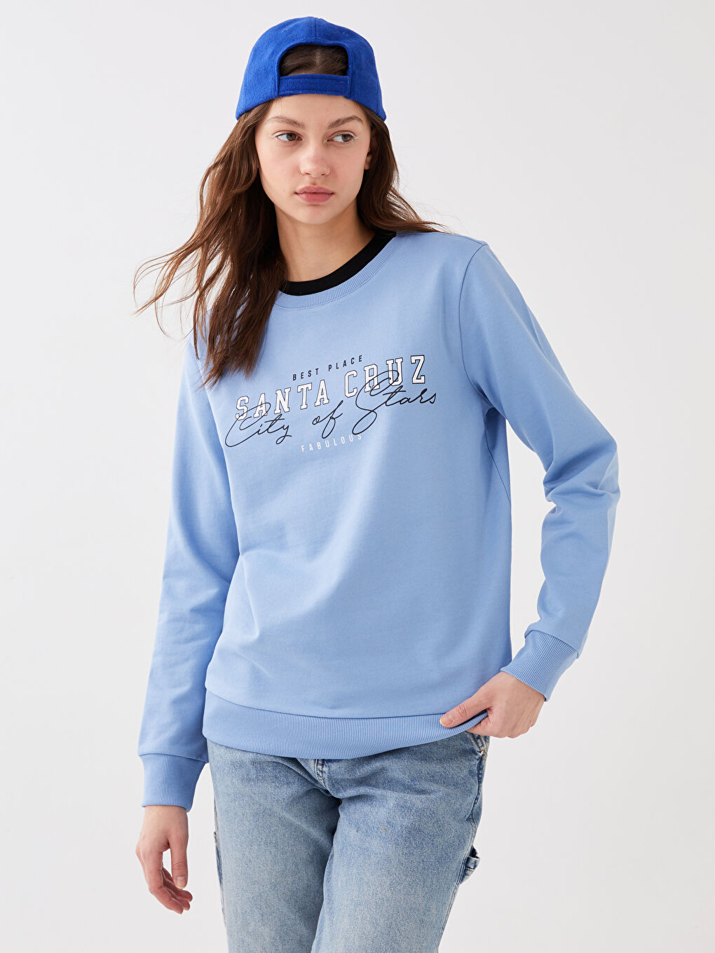 Women's Crew Neck Printed Long Sleeve Sweatshirt-2