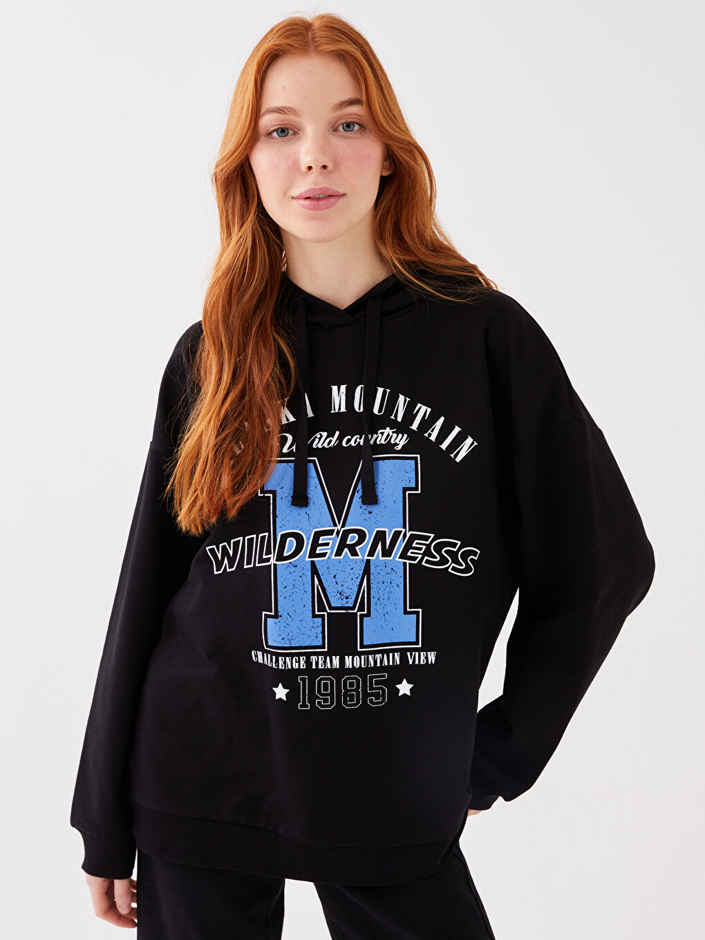 LCW Vision Women's Hoodie Printed Long Sleeve Oversize Sweatshirt -S35831Z8-CVL