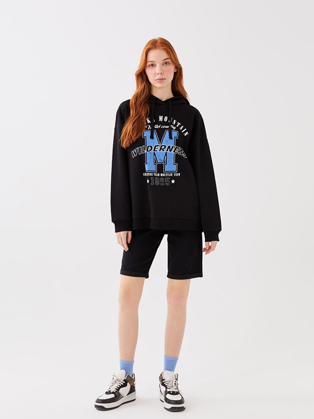 LCW Vision Women's Hoodie Printed Long Sleeve Oversize Sweatshirt -S35831Z8-CVL