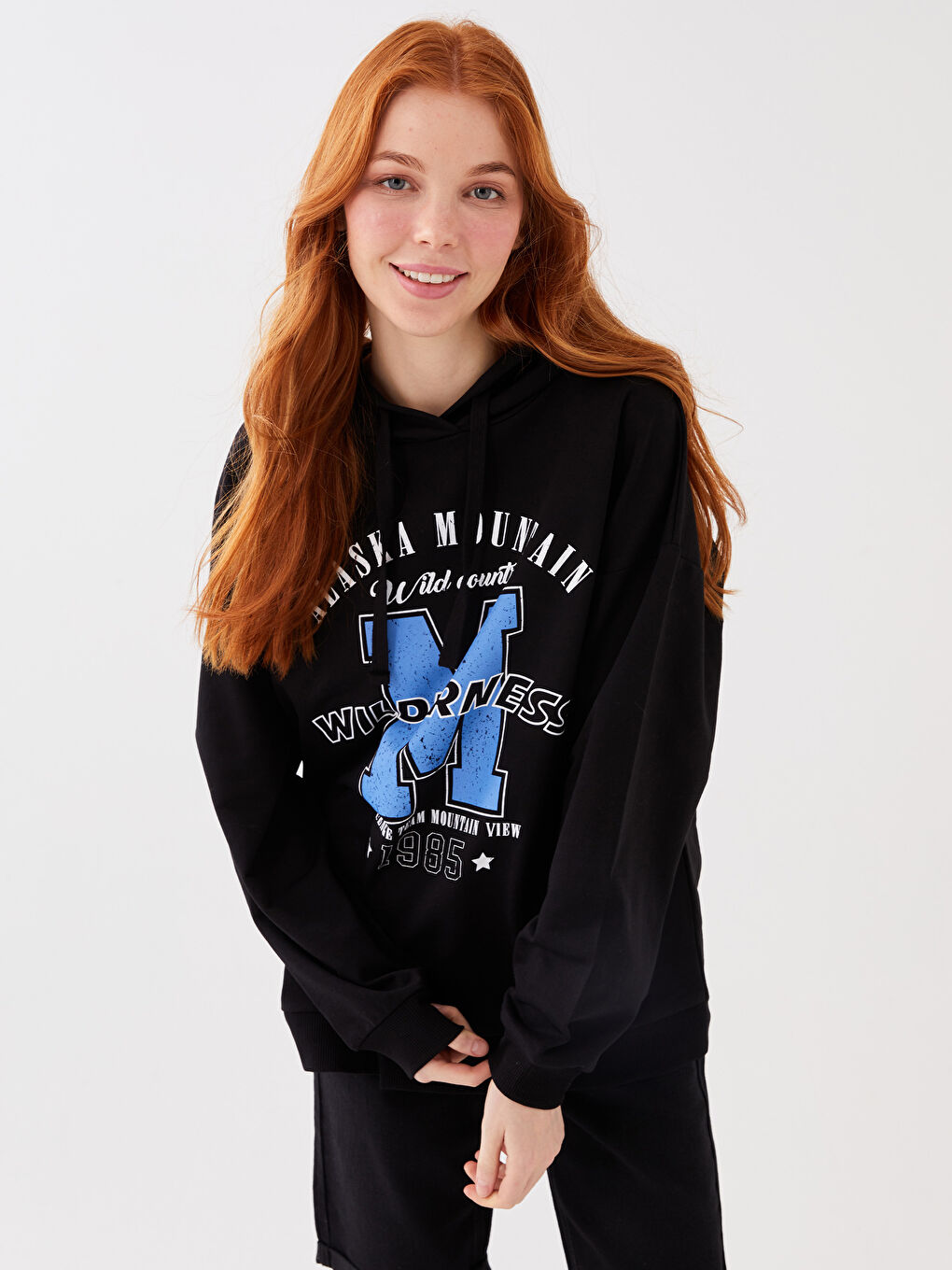 LCW Vision Women's Hoodie Printed Long Sleeve Oversize Sweatshirt -S35831Z8-CVL