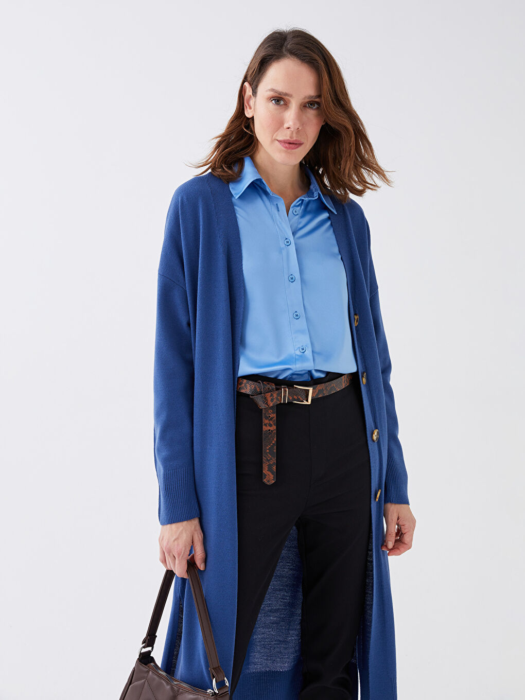 V Neck Women's Tricot Cardigan -S35841Z8-HFS