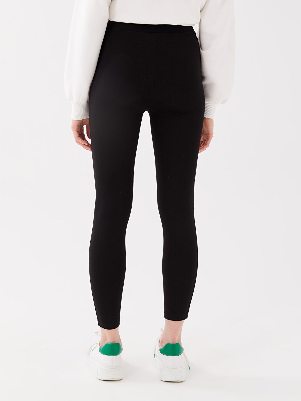 Women's Elastic Waist Straight Interlock Leggings -S35843Z8-CVL