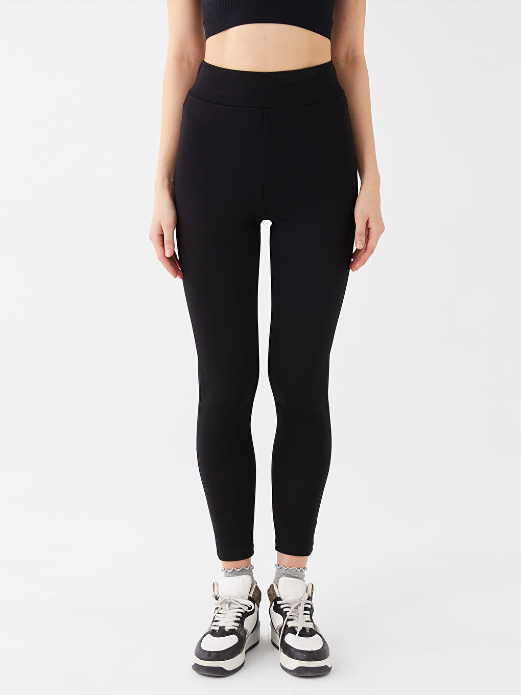 Women's Elastic Waist Straight Interlock Leggings -S35843Z8-CVL