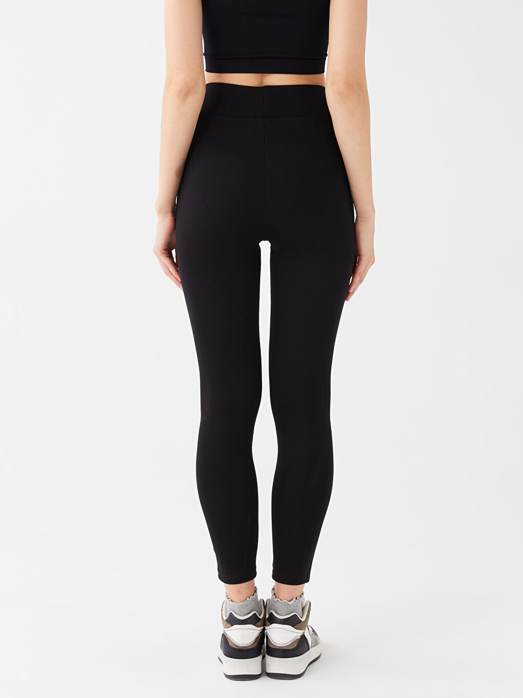 Women's Elastic Waist Straight Interlock Leggings -S35843Z8-CVL