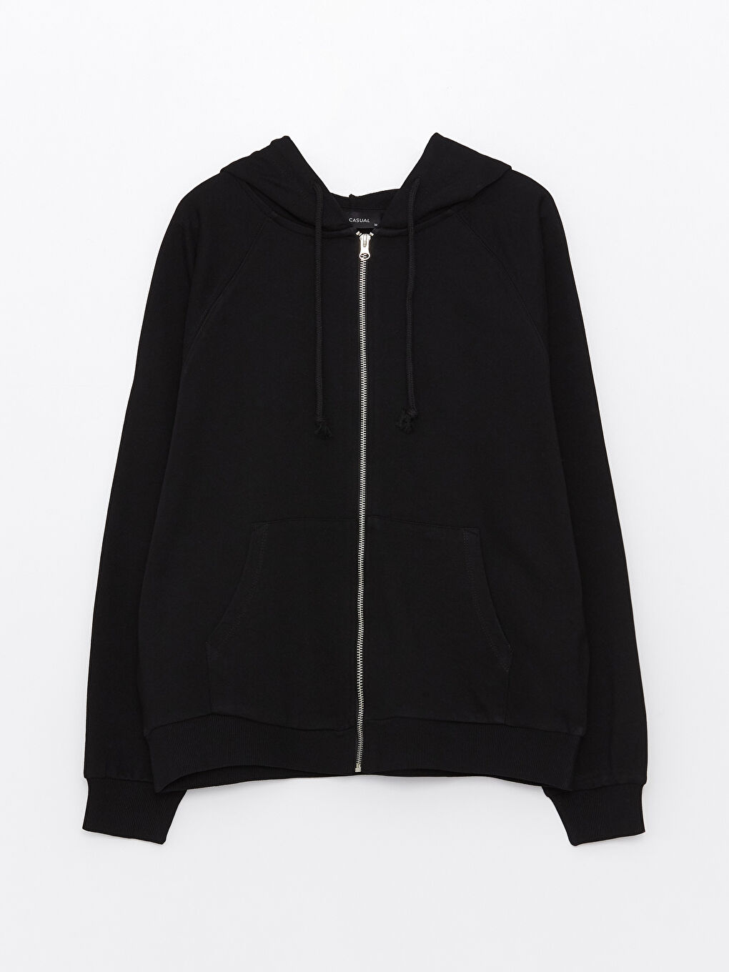 Siyah Kapüşonlu Düz Uzun Kollu Oversize Kadın Spor Hırka-5