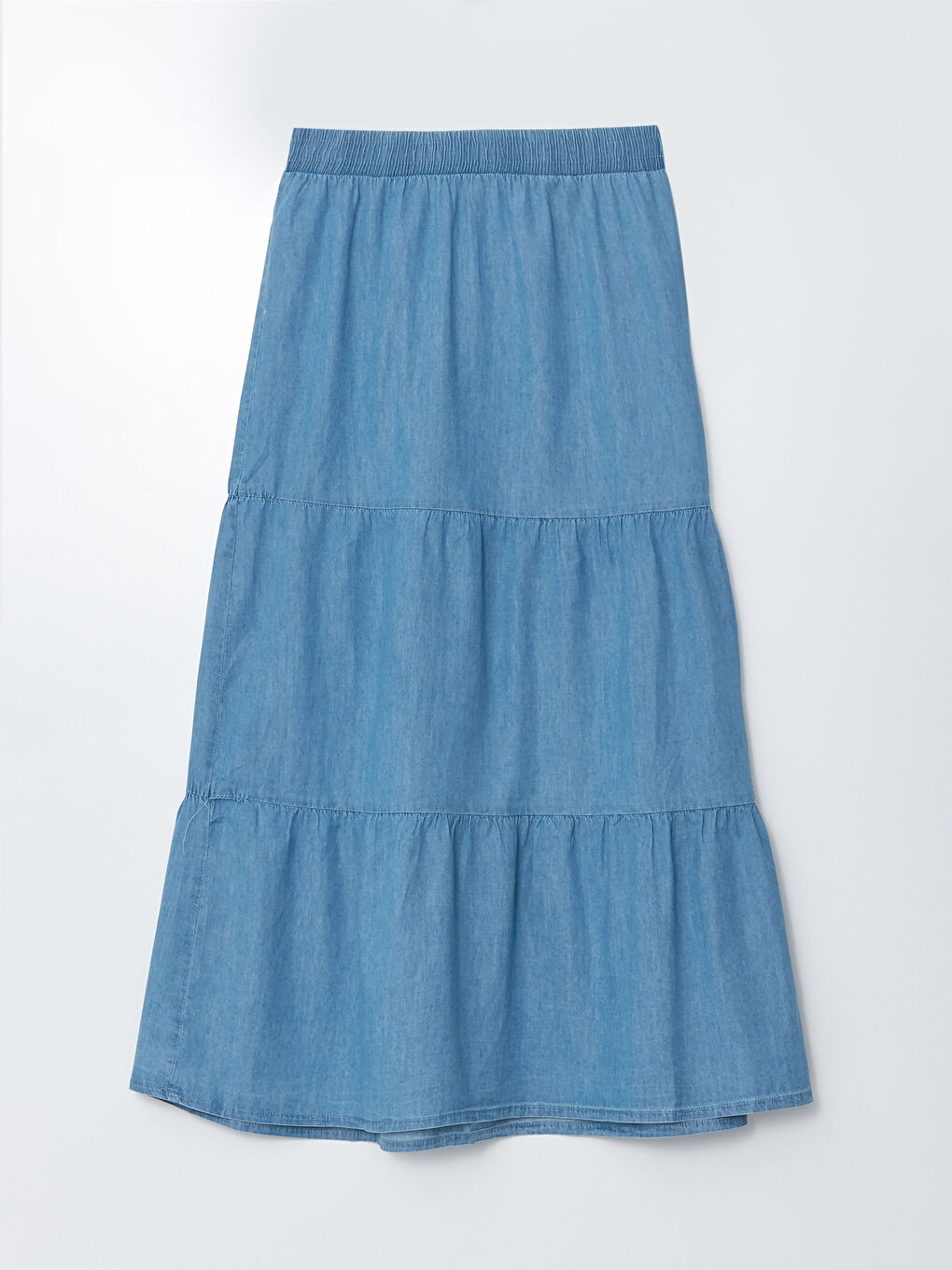 جيبة دينيم سادة بخصر مرن للسيدات-5