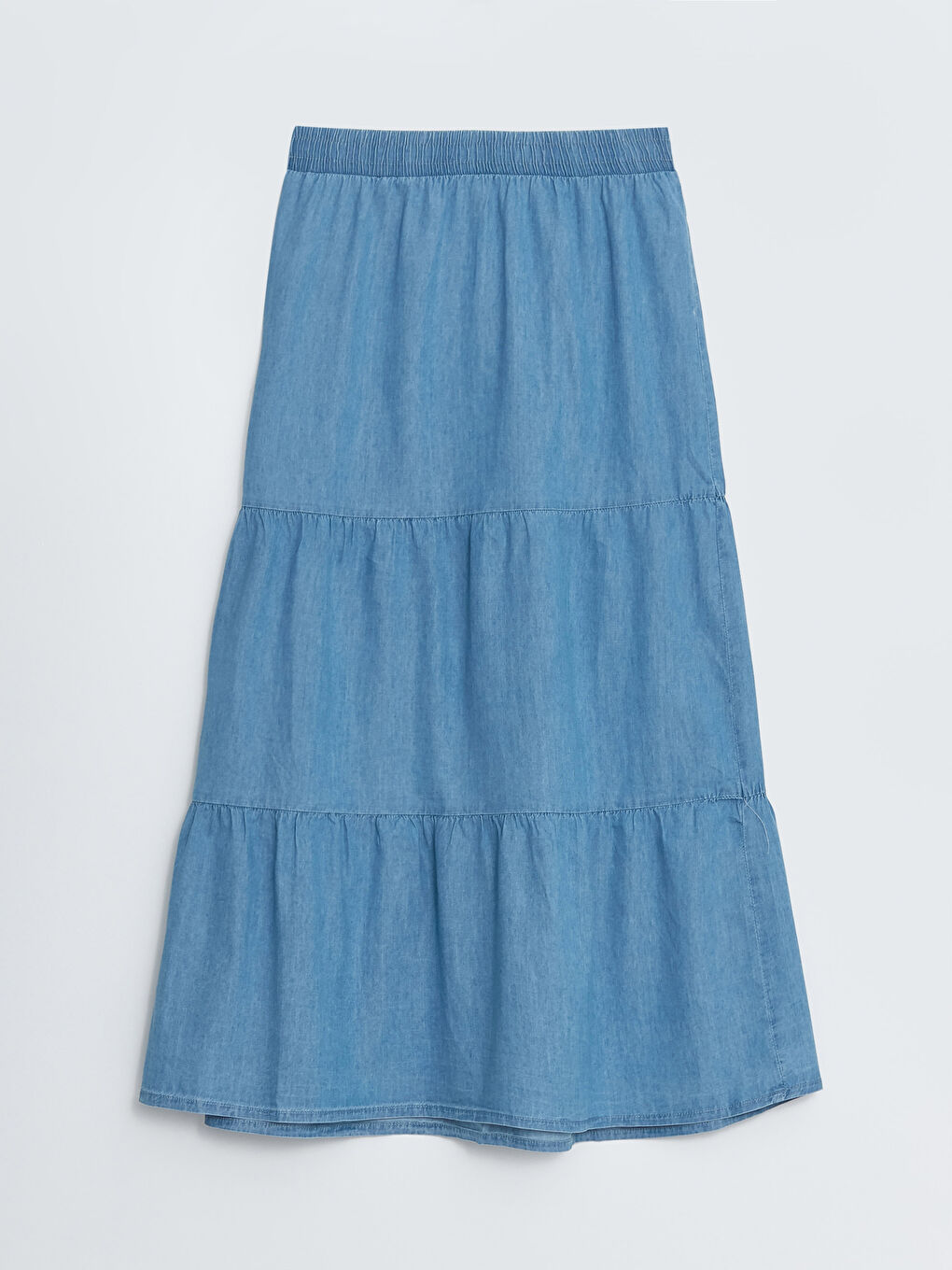 جيبة دينيم سادة بخصر مرن للسيدات-6