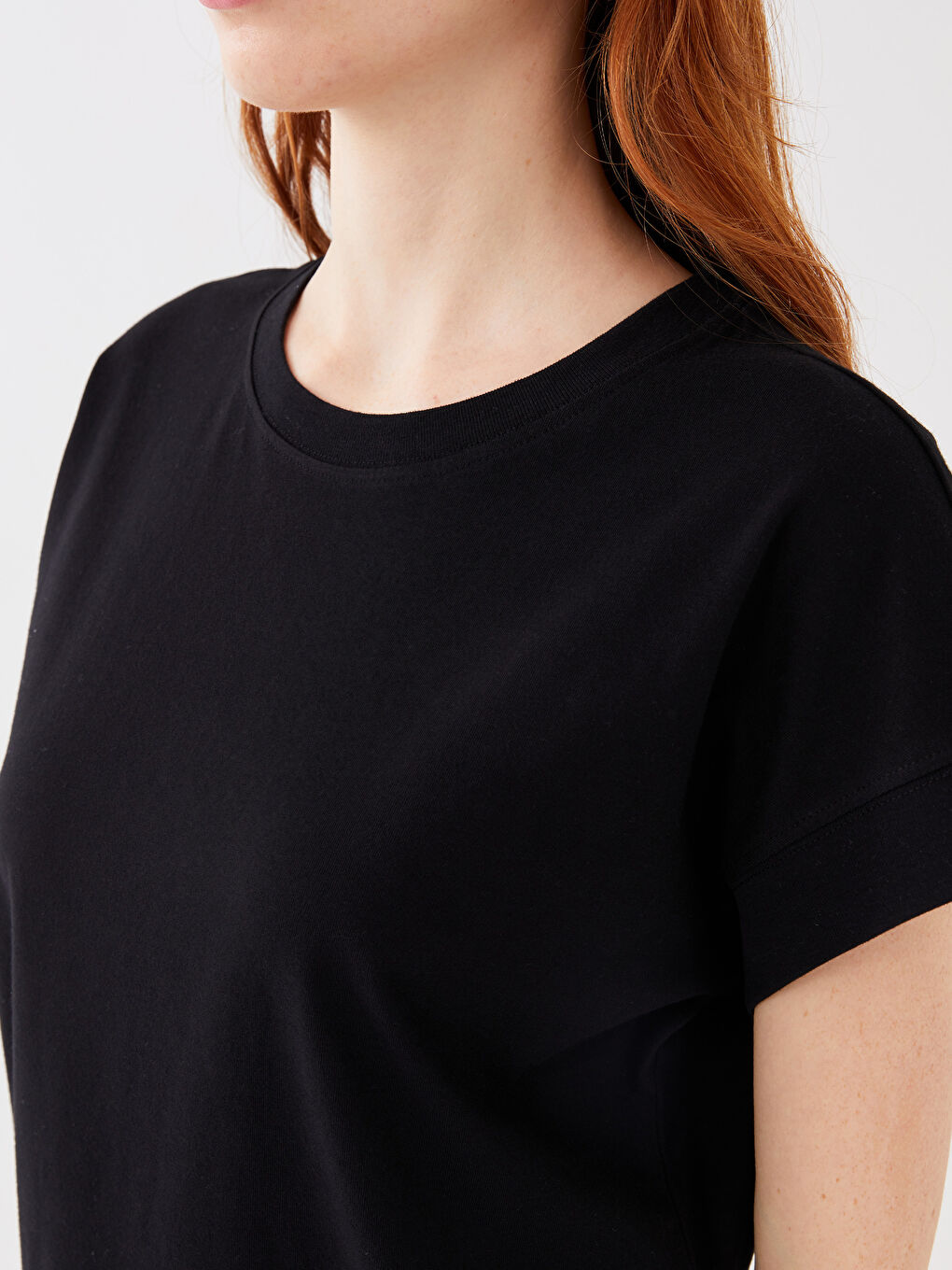 T-Shirt Femme Col Rond Coupe Droite Manches Courtes-3