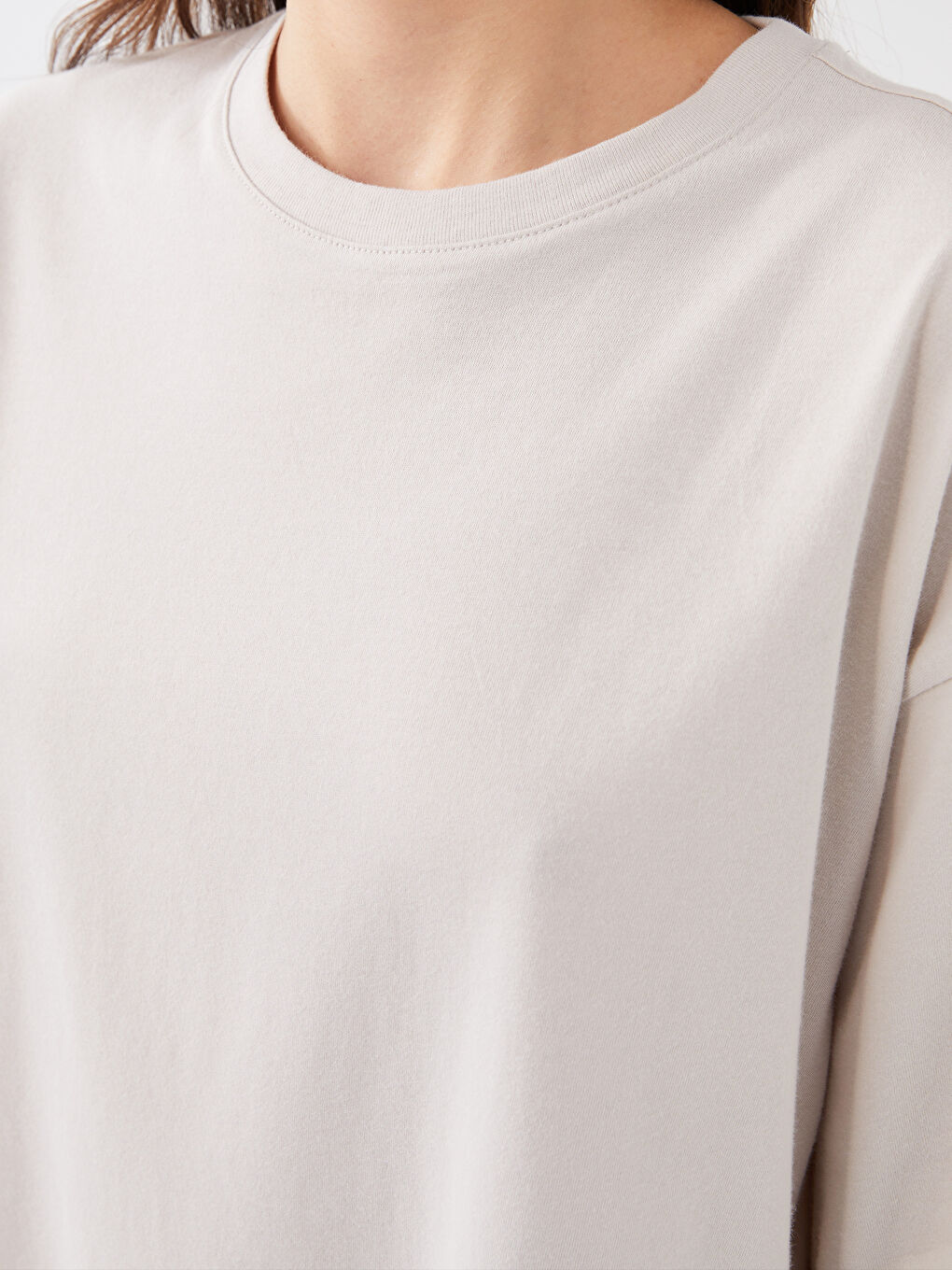 Gri Kadın Bisiklet Yaka Kısa Kollu Tunik-3