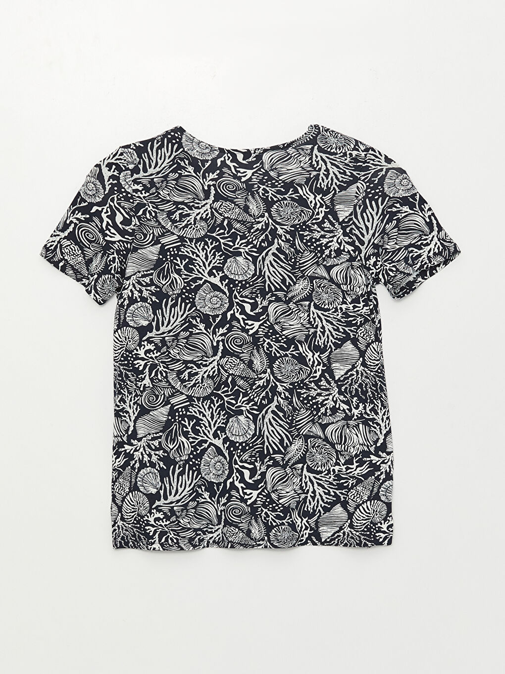 LCW Grace V-Neck Patterned Short Sleeve Women's T-Shirt -S35862Z8-LSJ