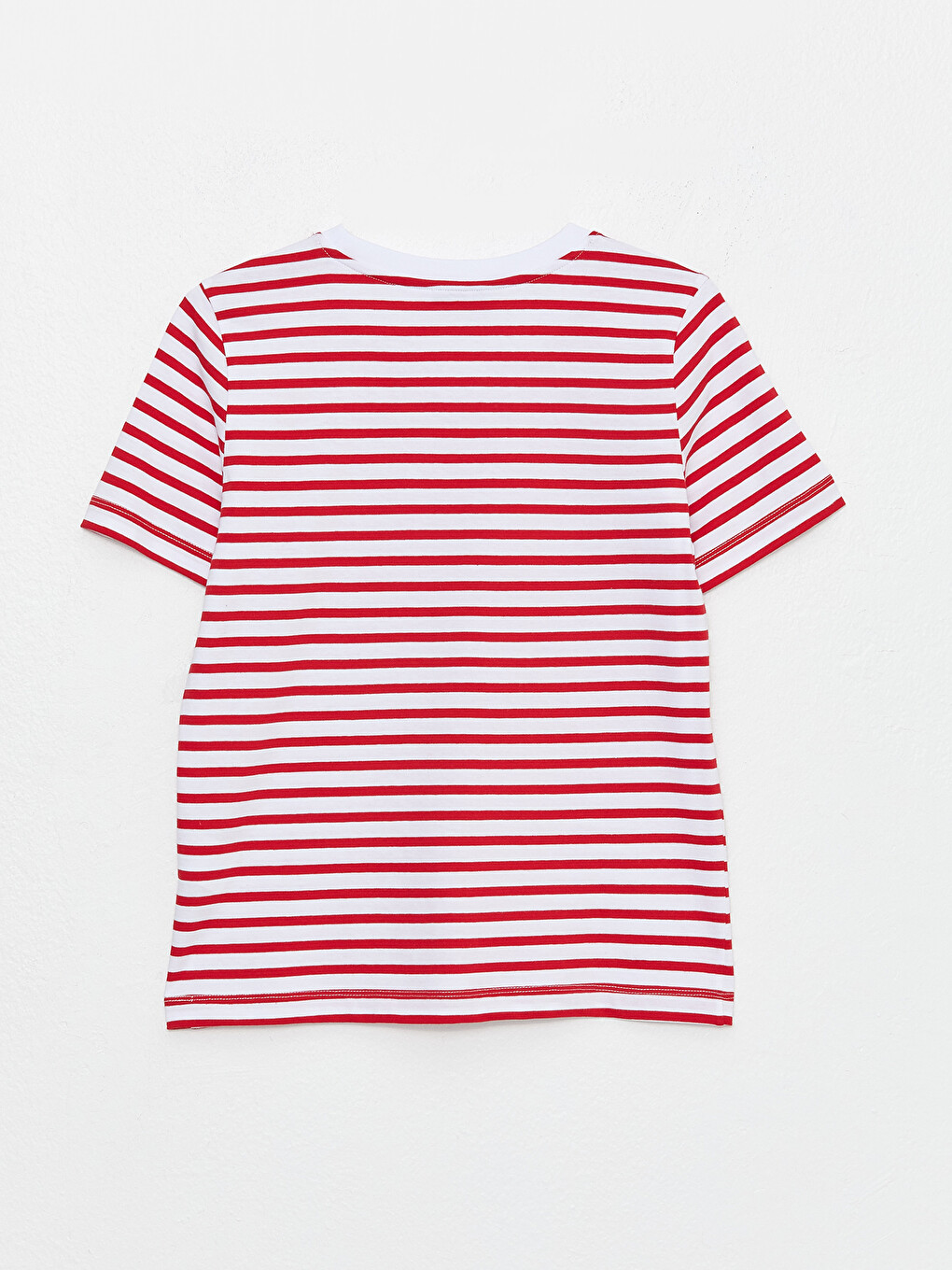 Crew Neck Striped Short Sleeve Cotton Women's T-shirt-6