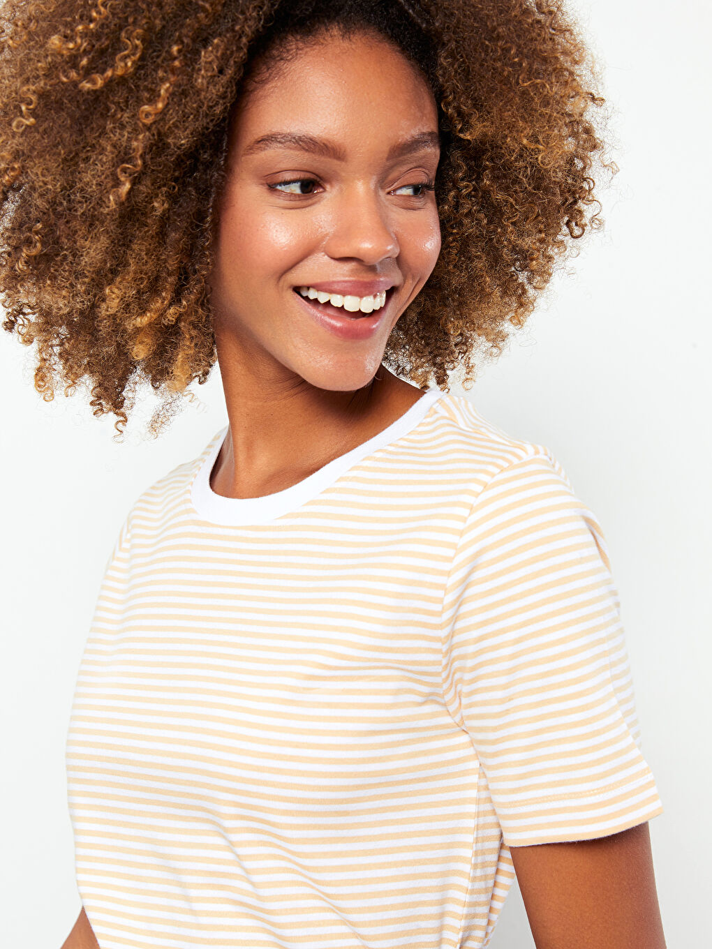 Crew Neck Striped Short Sleeve Cotton Women's T-Shirt