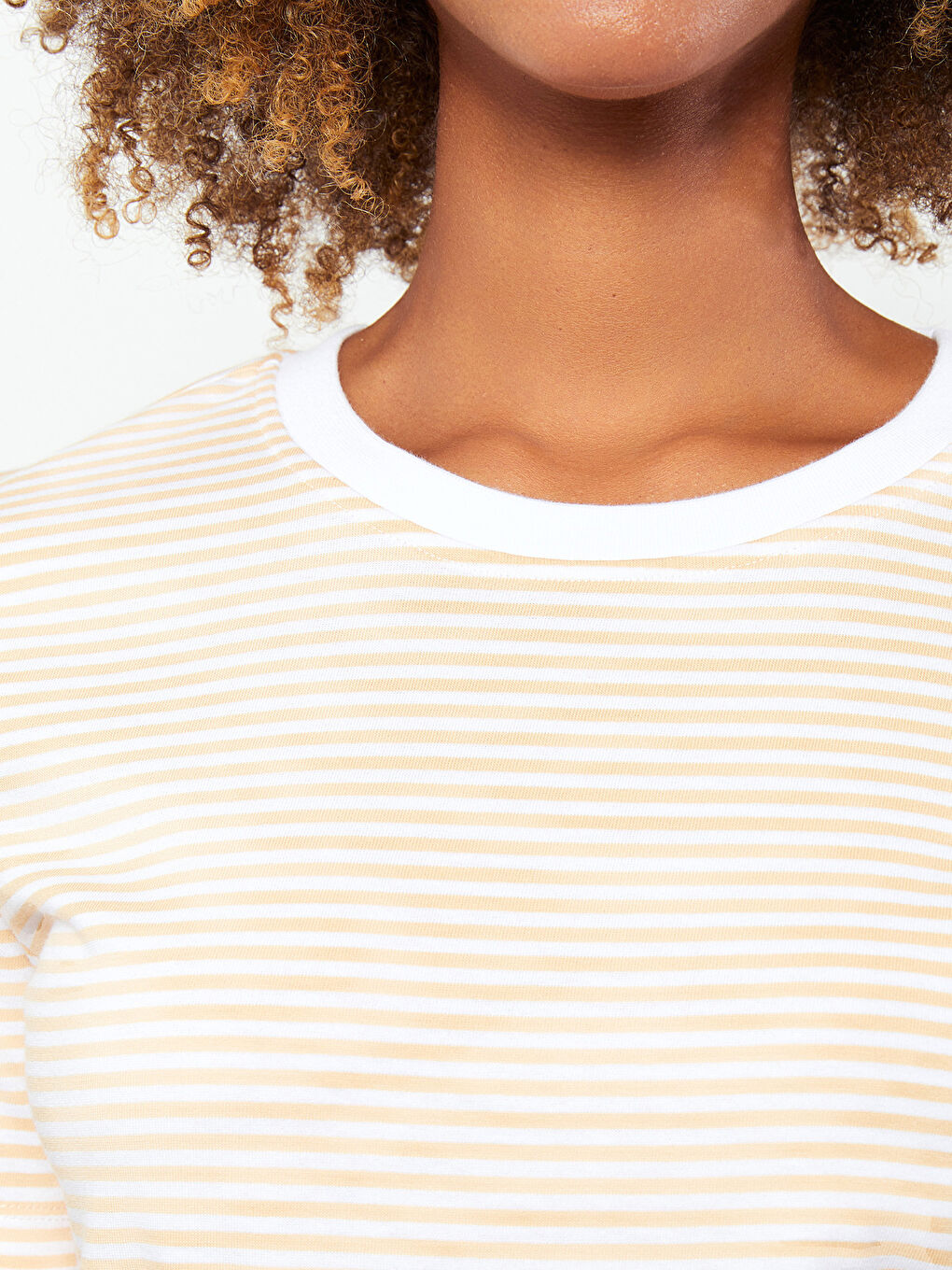 Crew Neck Striped Short Sleeve Cotton Women's T-Shirt-3