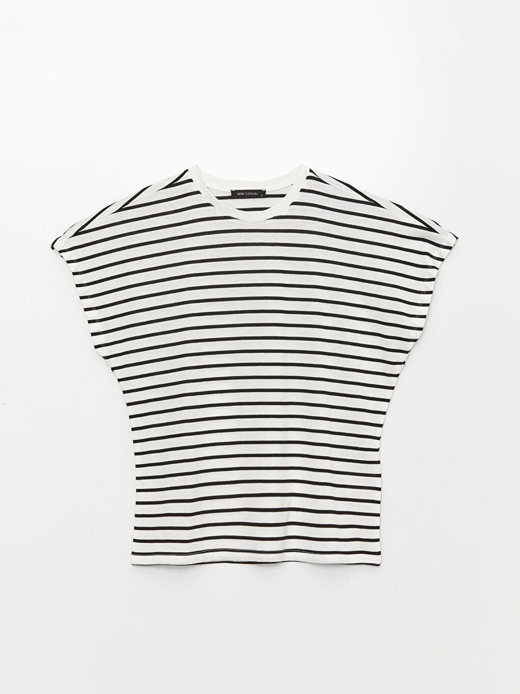 Crew Neck Striped Short Sleeve Oversize Women's T-Shirt-5