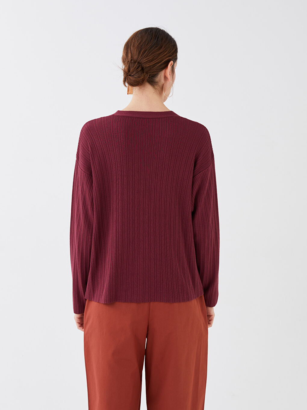 V Neck Women's Tricot Cardigan -S35881Z8-HQG