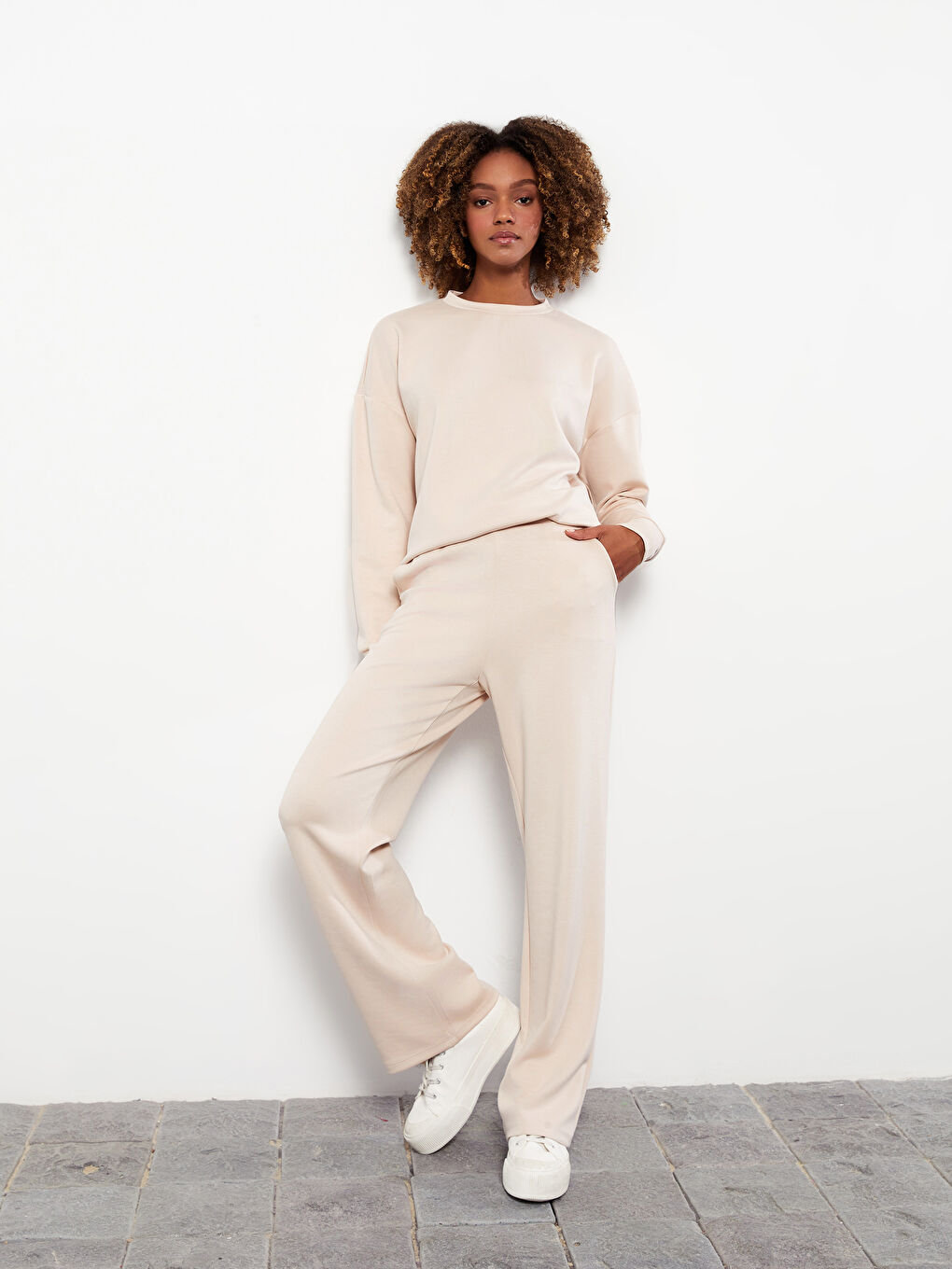 بنطلون رياضي سادة بخصر مرن للسيدات-2