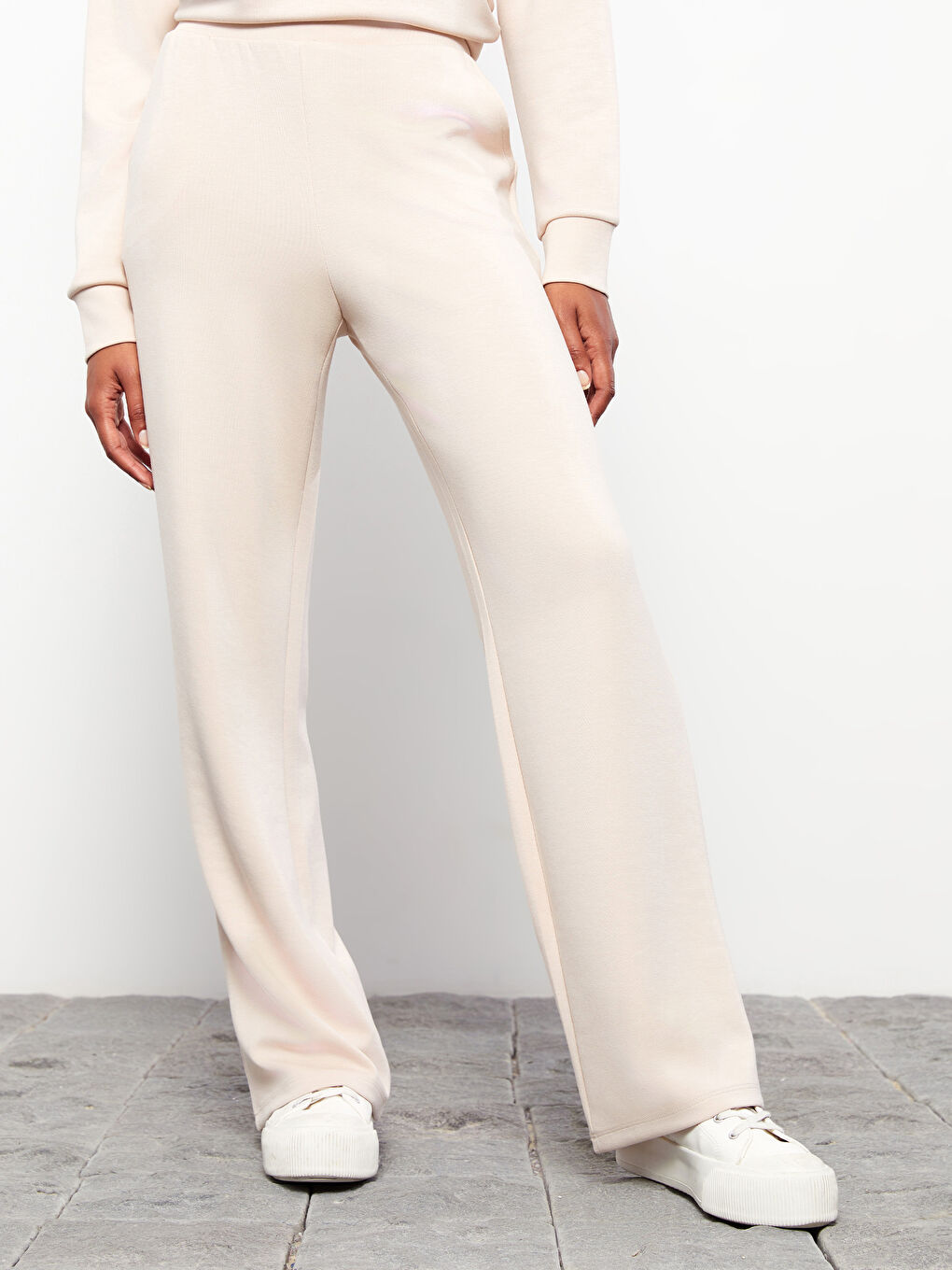 بنطلون رياضي سادة بخصر مرن للسيدات-4