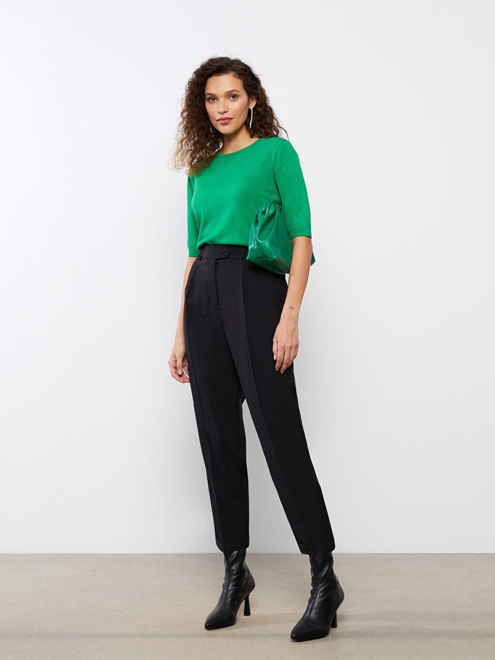 Crew Neck Straight Short Sleeve Women's Knitwear Sweater -S35887Z8-GPN