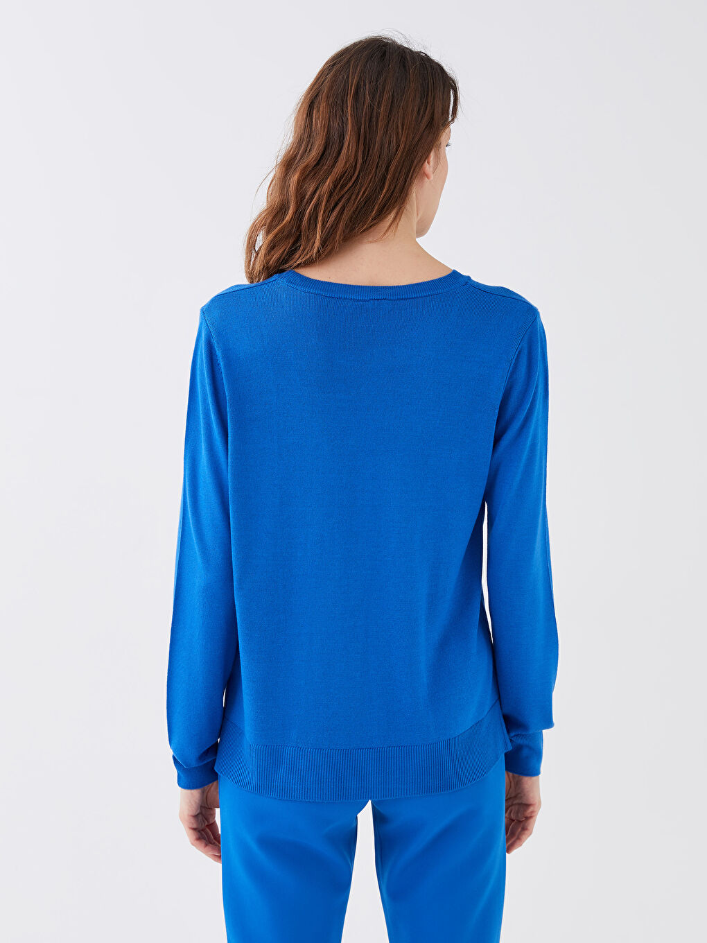 Mavi Bisiklet Yaka Düz Uzun Kollu Kadın Triko Kazak-4