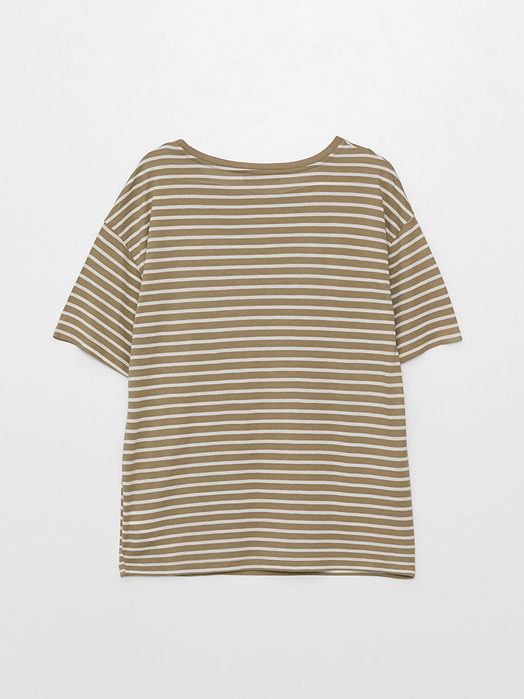 تيشيرت كم قصير مخطط بياقة دائرية للسيدات-1