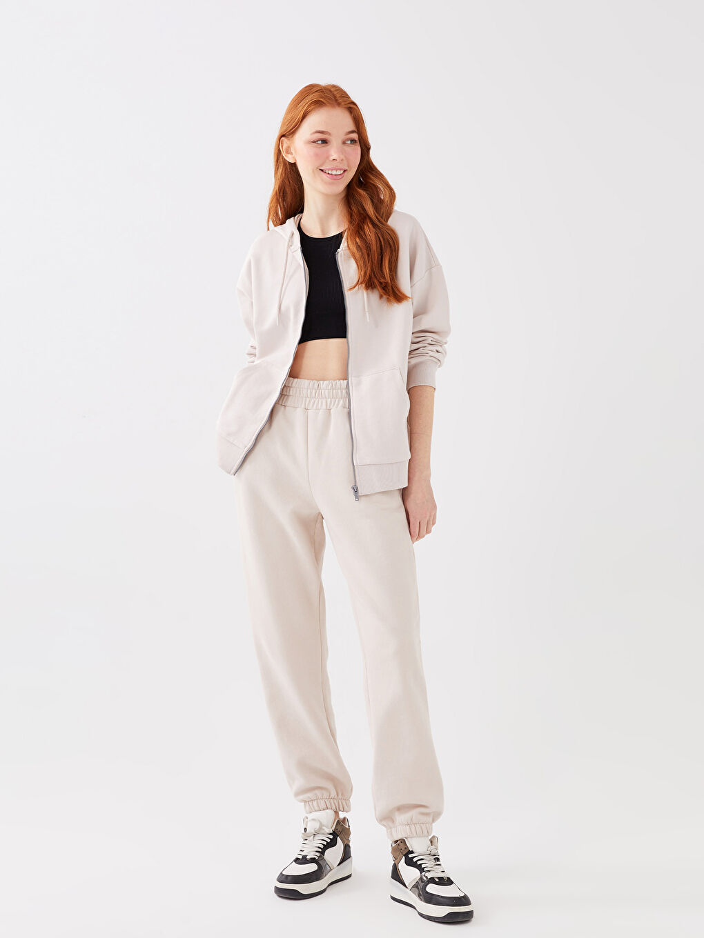 Hooded Regular Long Sleeve Oversize Women's Sports Cardigan-2