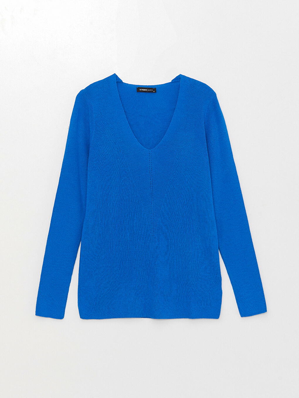 V Neck Plain Long Sleeve Women's Knitwear Sweater-5