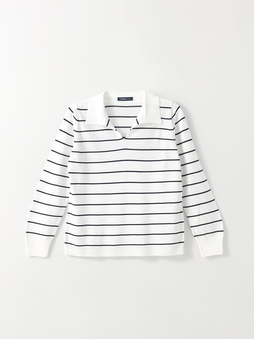 LCWAIKIKI Basic Polo Neck Striped Long Sleeve Women's Knitwear Sweater -S35911Z8-LFC