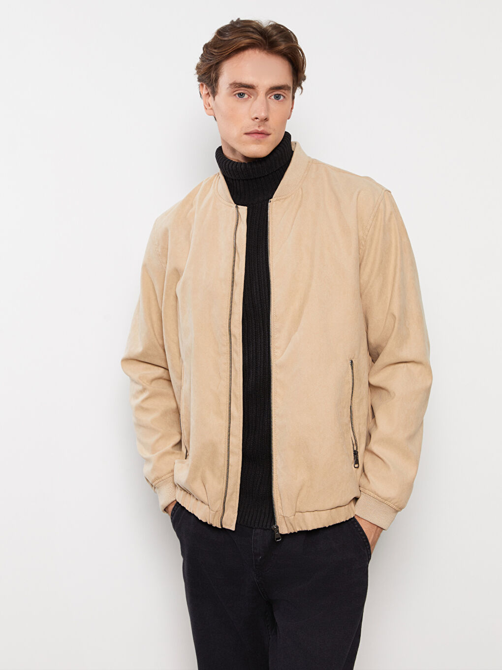 LCW Casual Standard Fit College Collar Suede Men's Coat -S35913Z8-S41