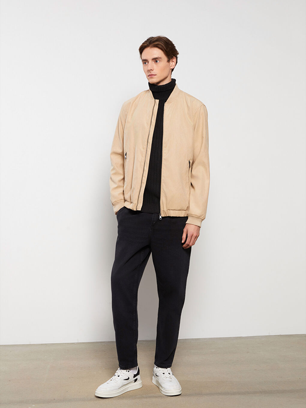 LCW Casual Standard Fit College Collar Suede Men's Coat -S35913Z8-S41