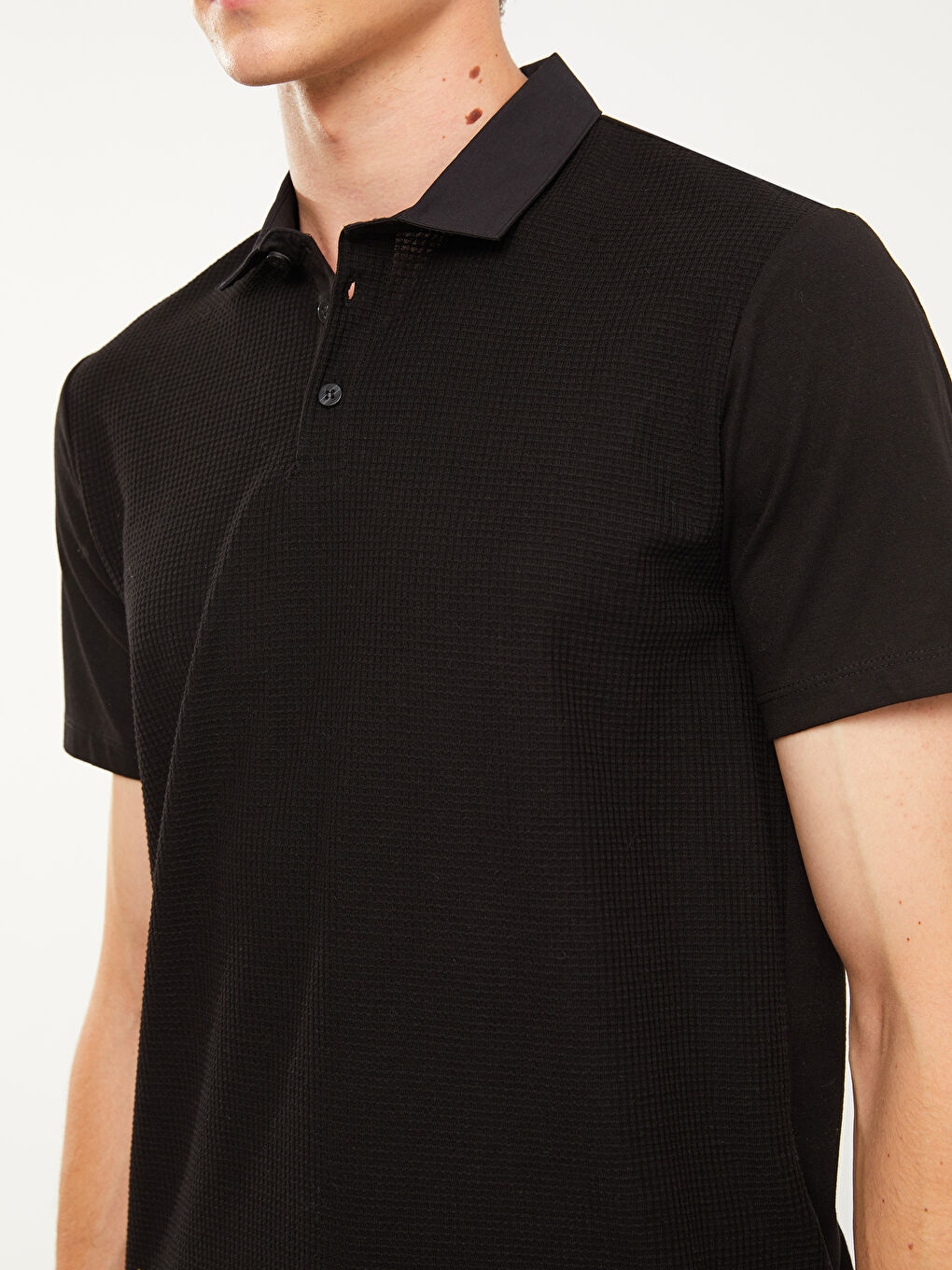 Ерлерге арналған поло жағалы қысқа жең футболка-3