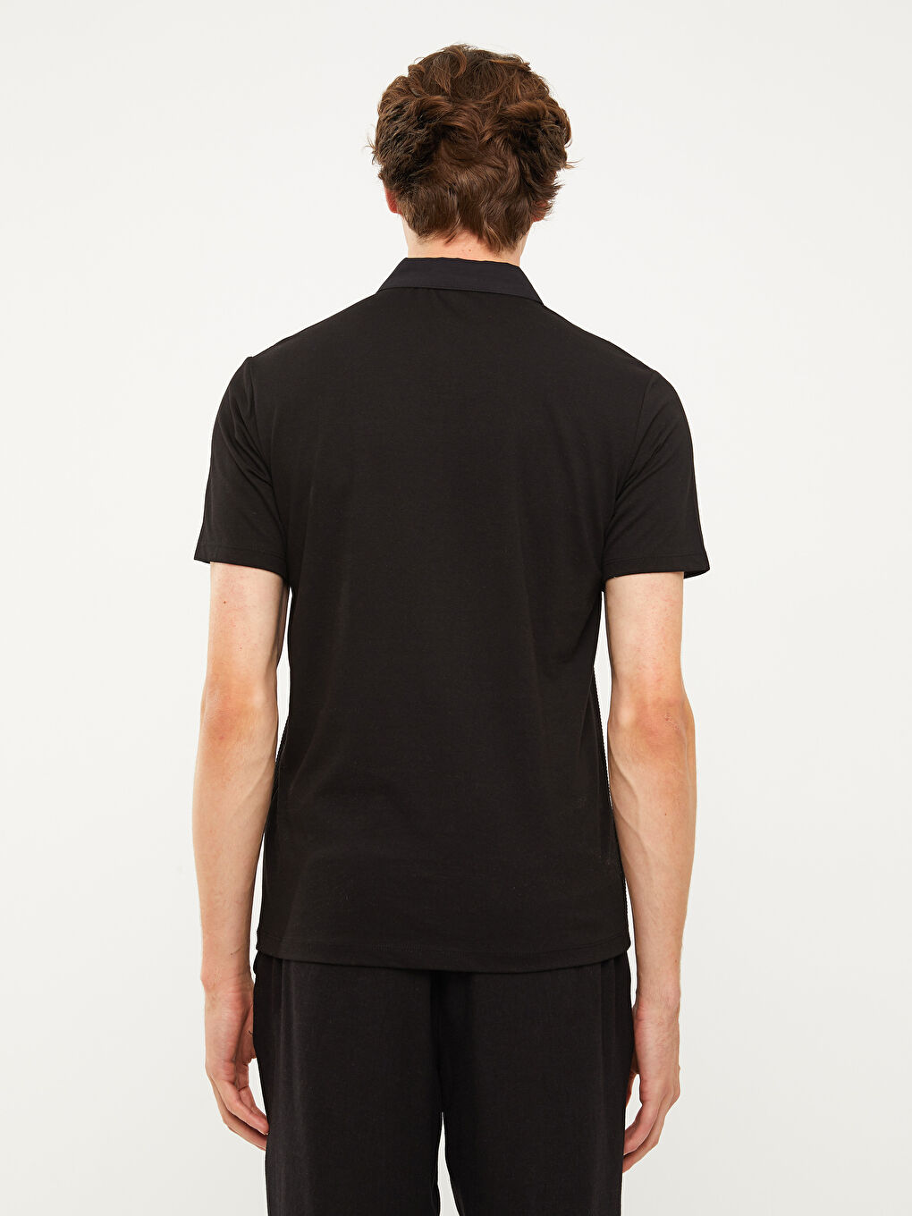 Ерлерге арналған поло жағалы қысқа жең футболка-4