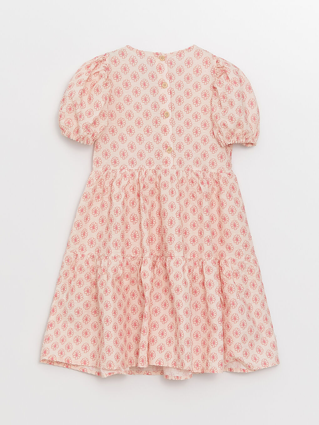 Crew Neck Printed Short Sleeve Girls' Dress-1