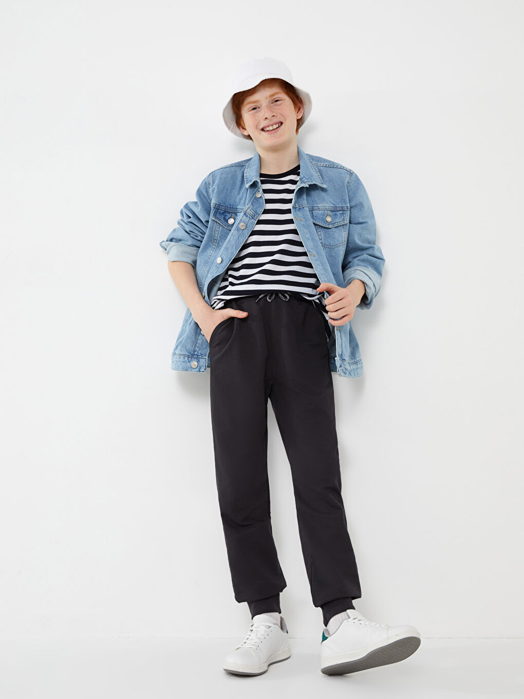 Antrasit Beli Lastikli Rahat Kalıp Erkek Çocuk Jogger Eşofman Altı-2