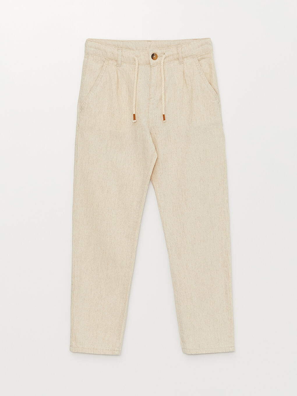 Ekru Beli Ayarlanabilir Lastikli Erkek Çocuk Pantolon