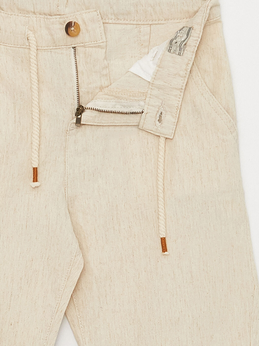 Ekru Beli Ayarlanabilir Lastikli Erkek Çocuk Pantolon-2