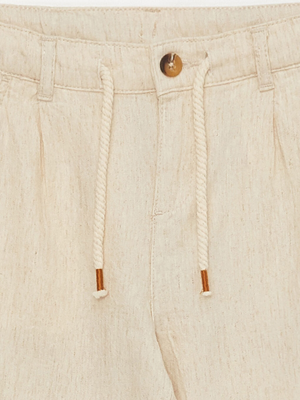 Ekru Beli Ayarlanabilir Lastikli Erkek Çocuk Pantolon-3