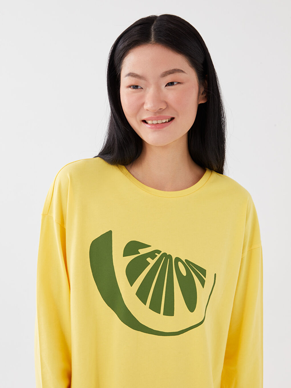 Crew Neck Printed Long Sleeve Women's Pyjama Set-2