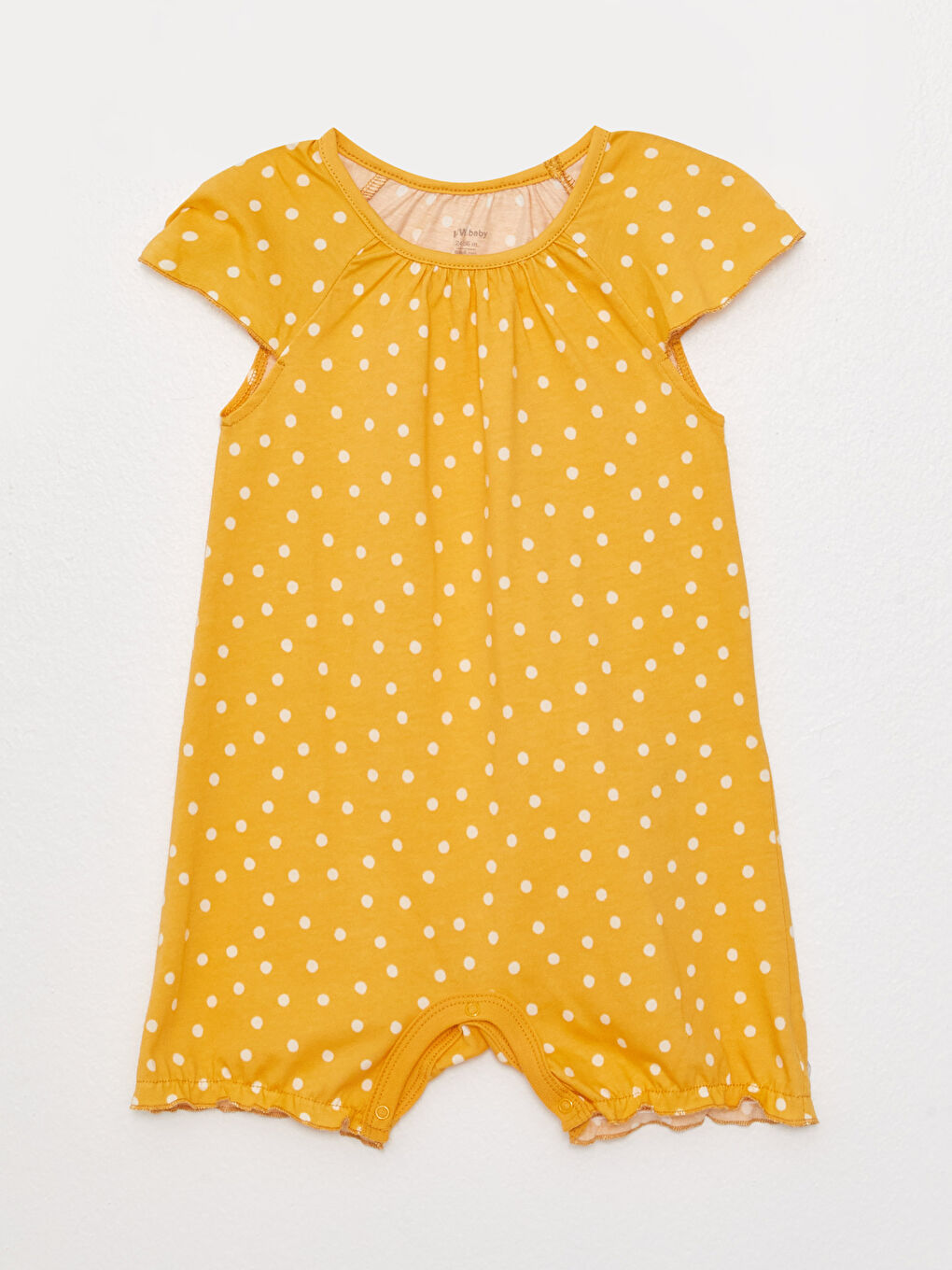 Ekru Bisiklet Yaka Kısa Kollu Baskılı Kız Bebek Tulum 2'li-2