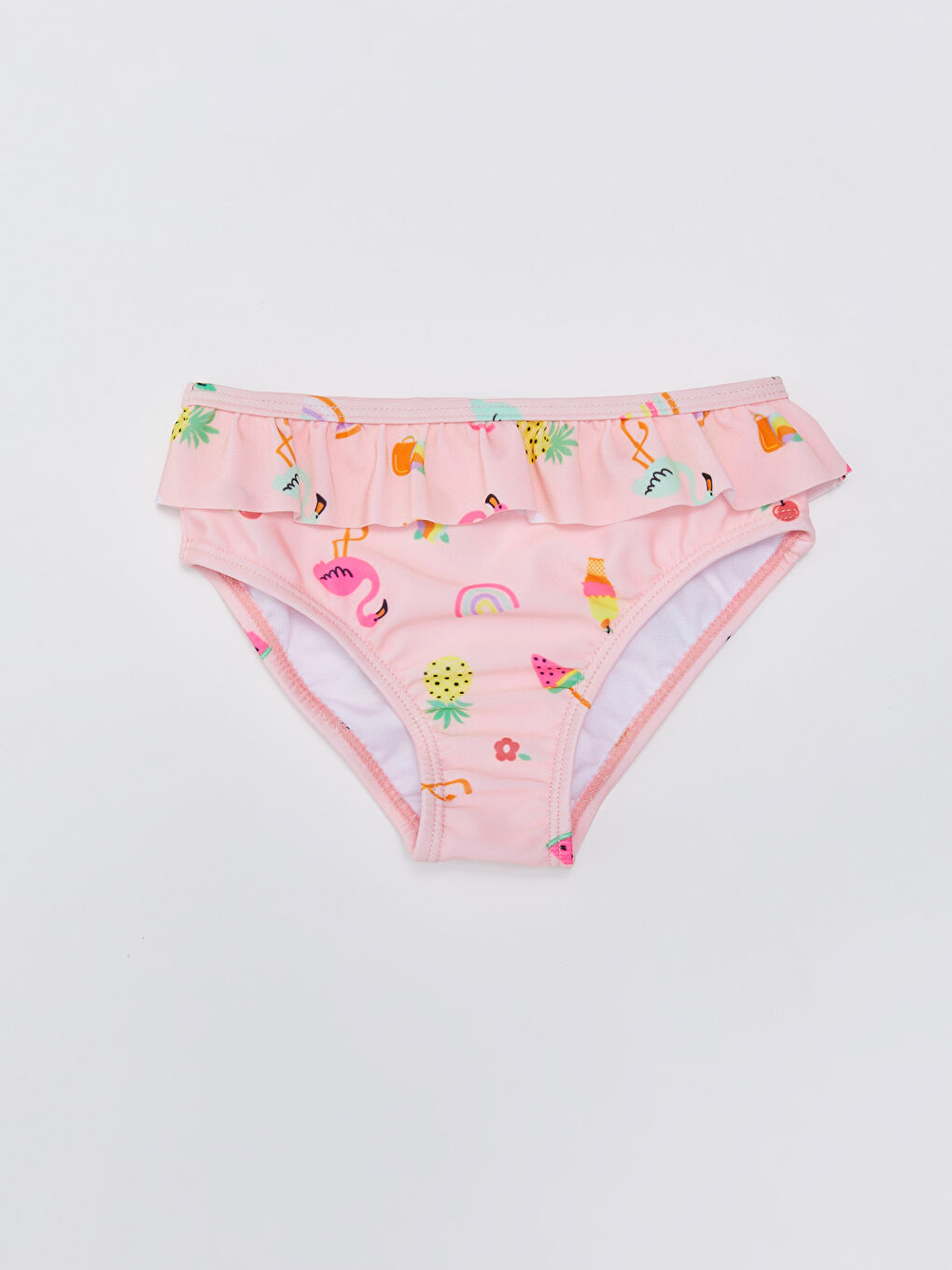 LCW baby Pembe Beli Lastikli Baskılı Kız Bebek Bikini Alt