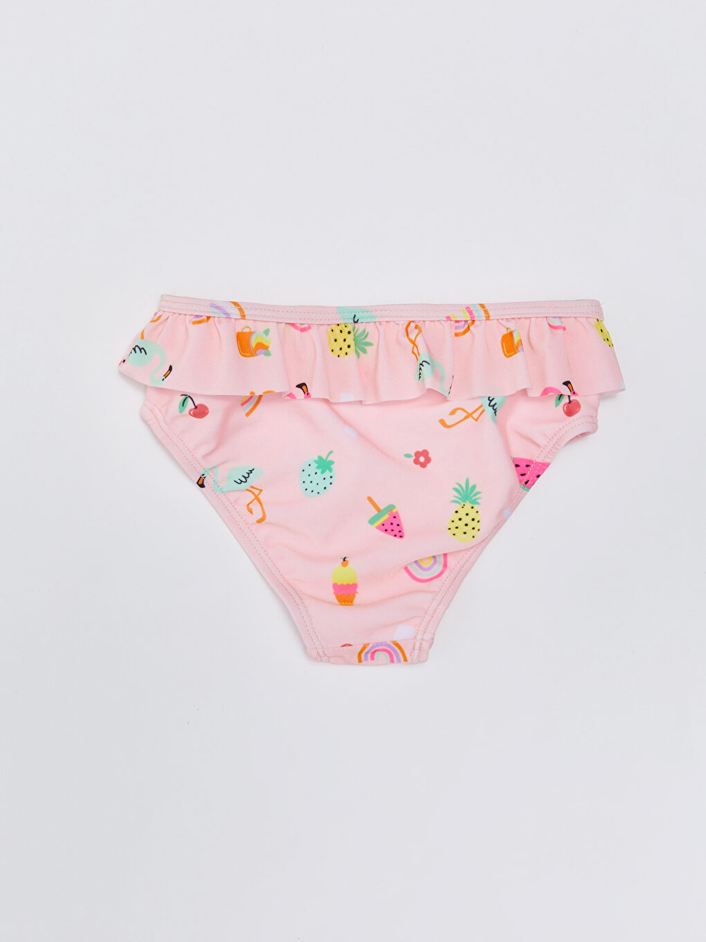 LCW baby Pembe Beli Lastikli Baskılı Kız Bebek Bikini Alt - 1